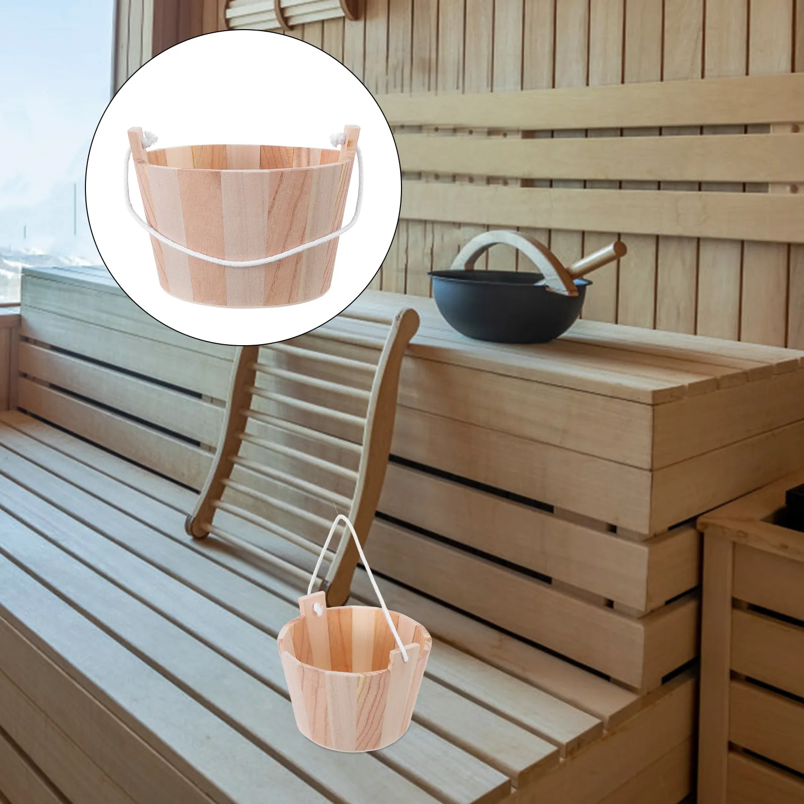 

Natural Wood Sauna Water Bucket Medium Capacity Handcrafted Ergonomic Handle Sauna Spa Bath Shower Bucket Accessories Gift