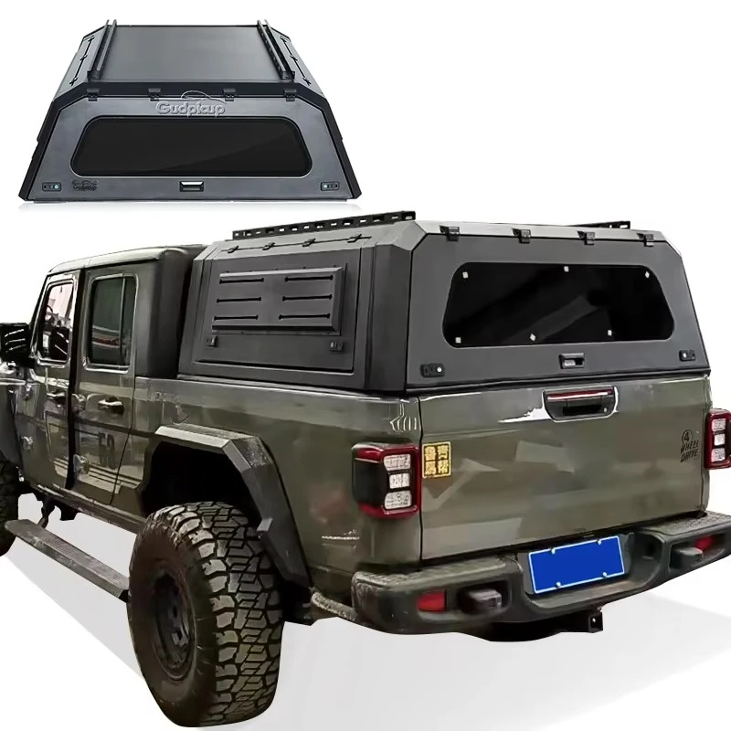 

Pickup Tonneau Cover Aluminium Flat Material 4x4 Slide on Camper Truck Topper Canopy for Gladiator Hardtop