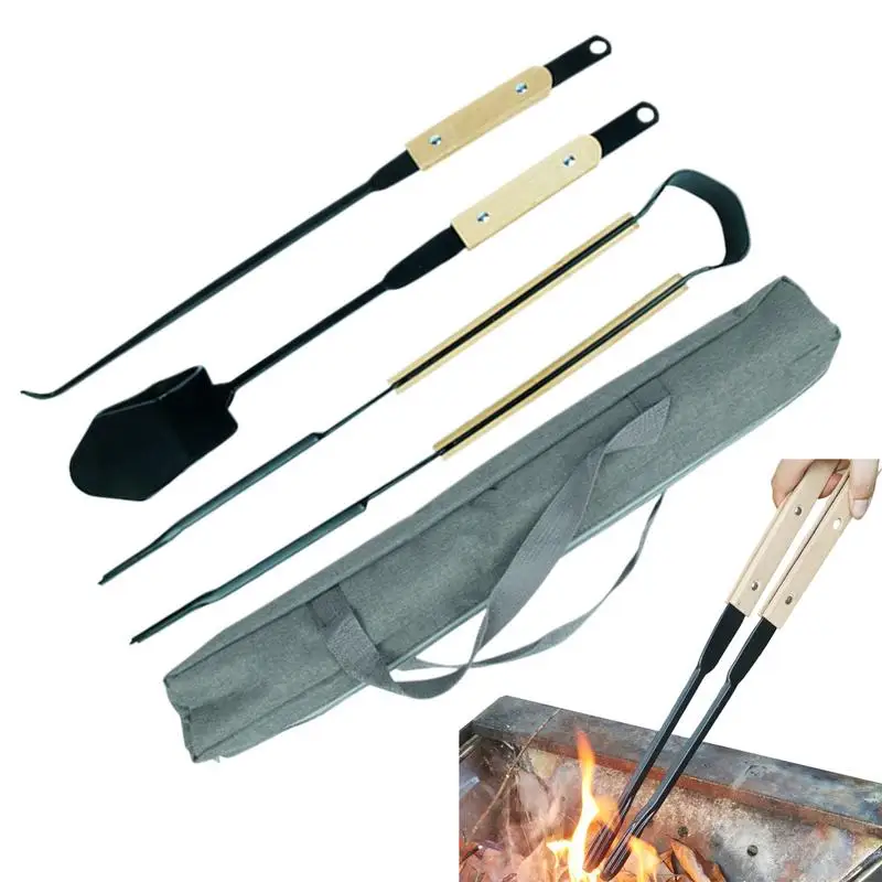 

Fireplace Tongs Heavy Duty Long Fireplace Fire Pit Campfire Poker Stick Camping Fireplace Tools for Camping Wood Stove Patio