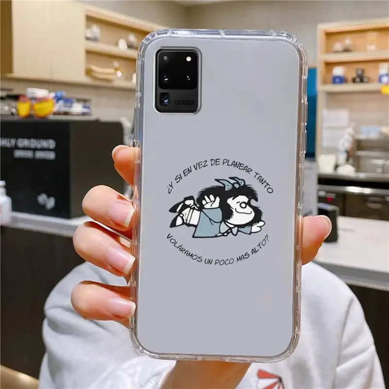 Mafalda Phone Case For Samsung Galaxy S10 S10e A70 Edge S22 S23 Plus Ultra Note10 Transparent Cove