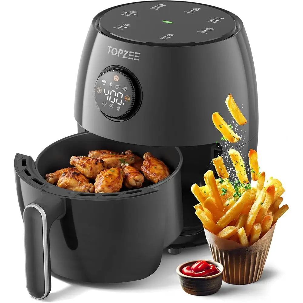 

Compact Digital Mini Airfryer with 7-in-1 Presets, 98% Less Oil, Adjustable Temperature & Timer, Shake Reminder, Nonstick, BPA-F