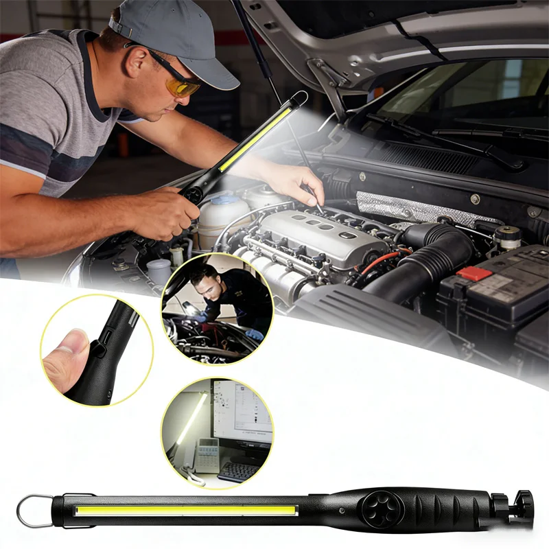 

Waterproof Portable Magnetic COB LED Work Light 700 Lumens Rechargeable Inspection Light for Car Repair Garage Emergency HD
