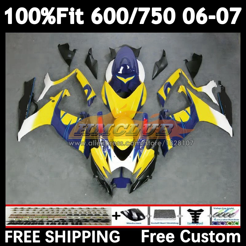 

Injection Kit For SUZUKI yellow blue GSXR600 GSXR 600 750 CC 2006 2007 14No.22 GSXR-750 600CC GSXR750 GSXR-600 K6 06 07 Fairing