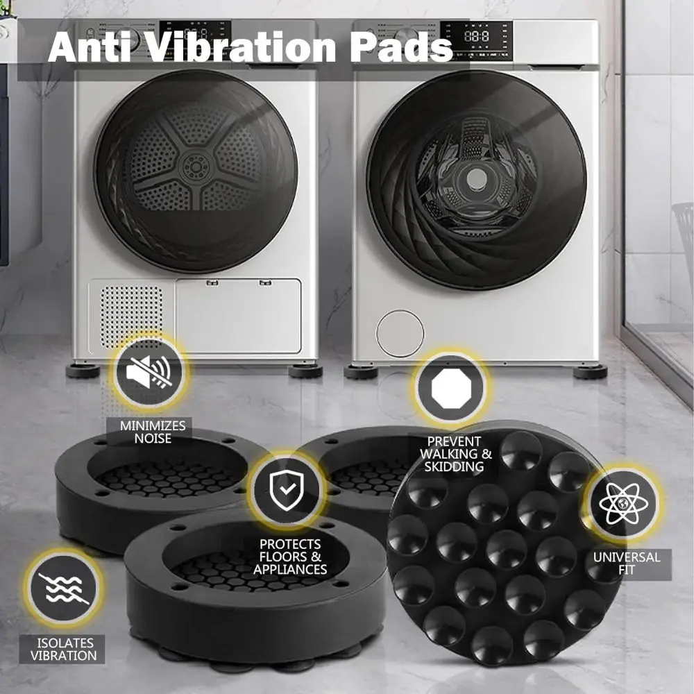 Anti Vibration Washing Machine Feet Pads Anti Slip Heighten Washer Support Pads with Suction Cup Shock-absorbing