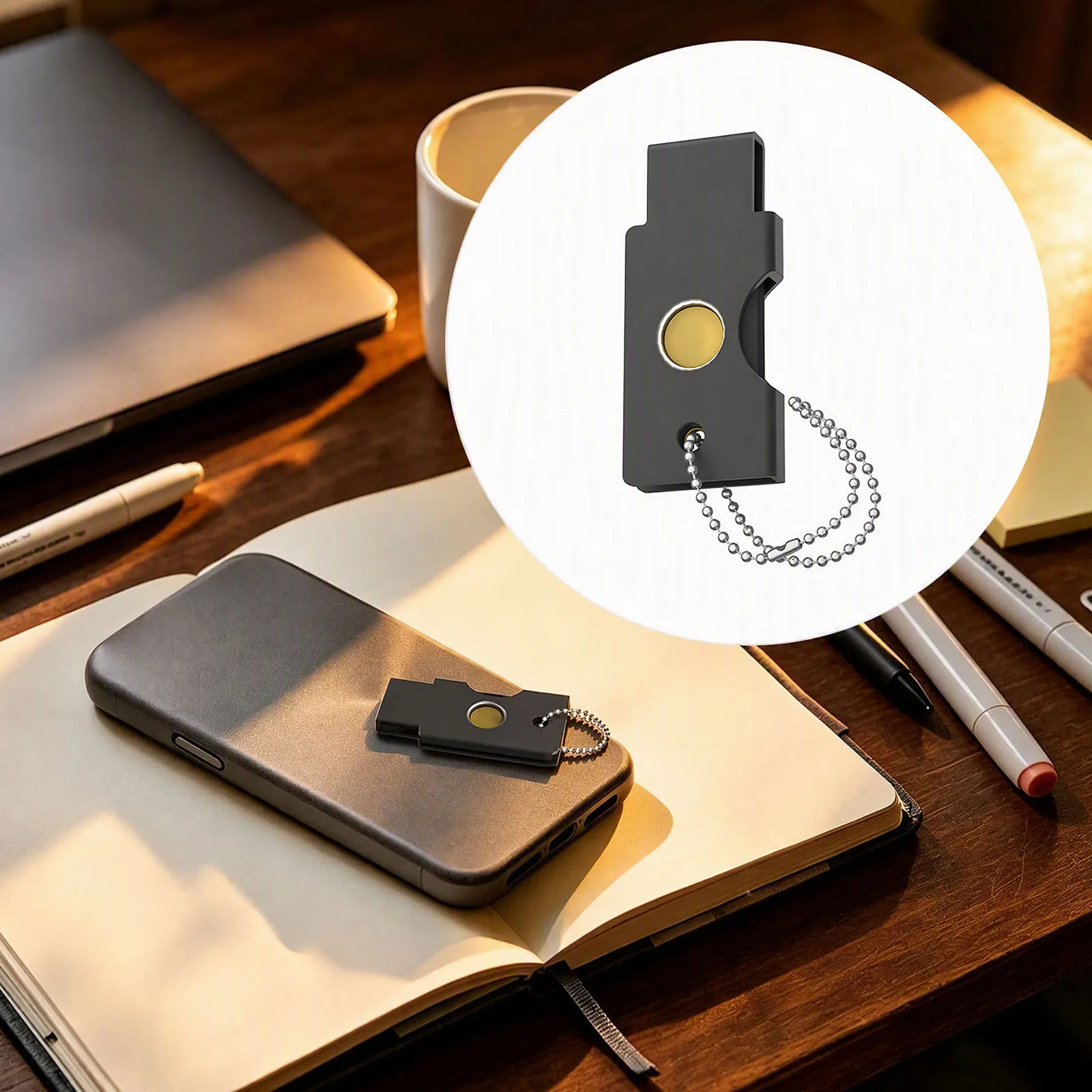 for YubiKey 5C NFC Metal Case Hard Protective Shell Cover Keychain Holder Compact Lightweight Carry Case Silver