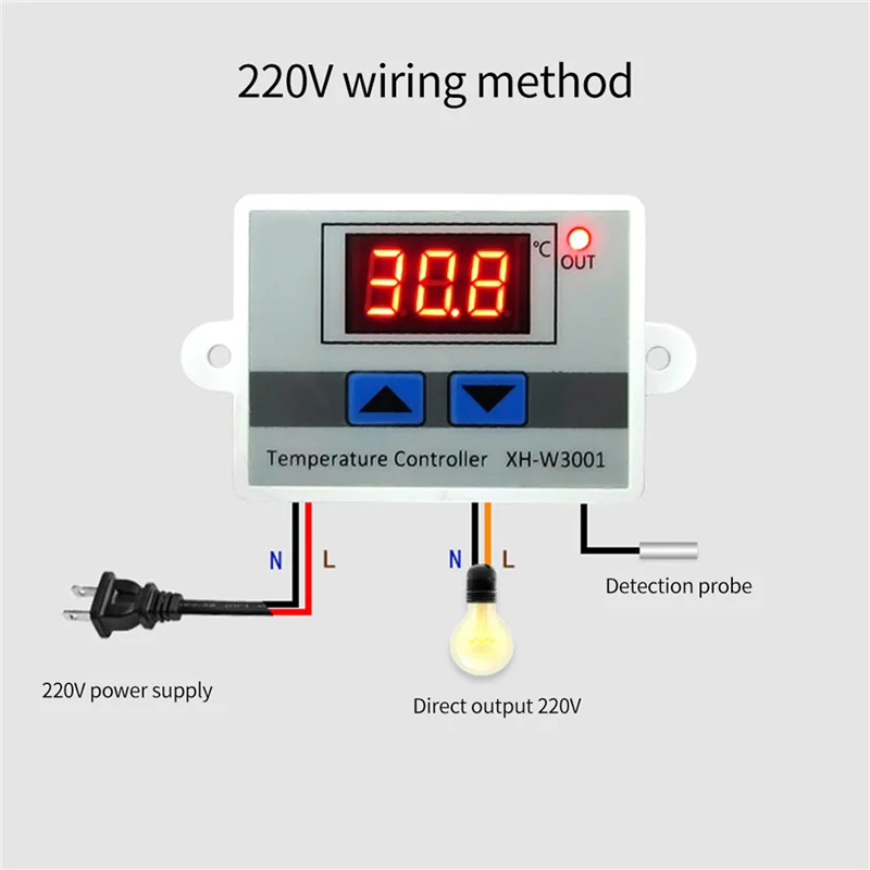 A19F-2X Digital Temperature Controller Display Thermostat Control Switch And Thermistor Sensors Temperature Probe(12V 120W)