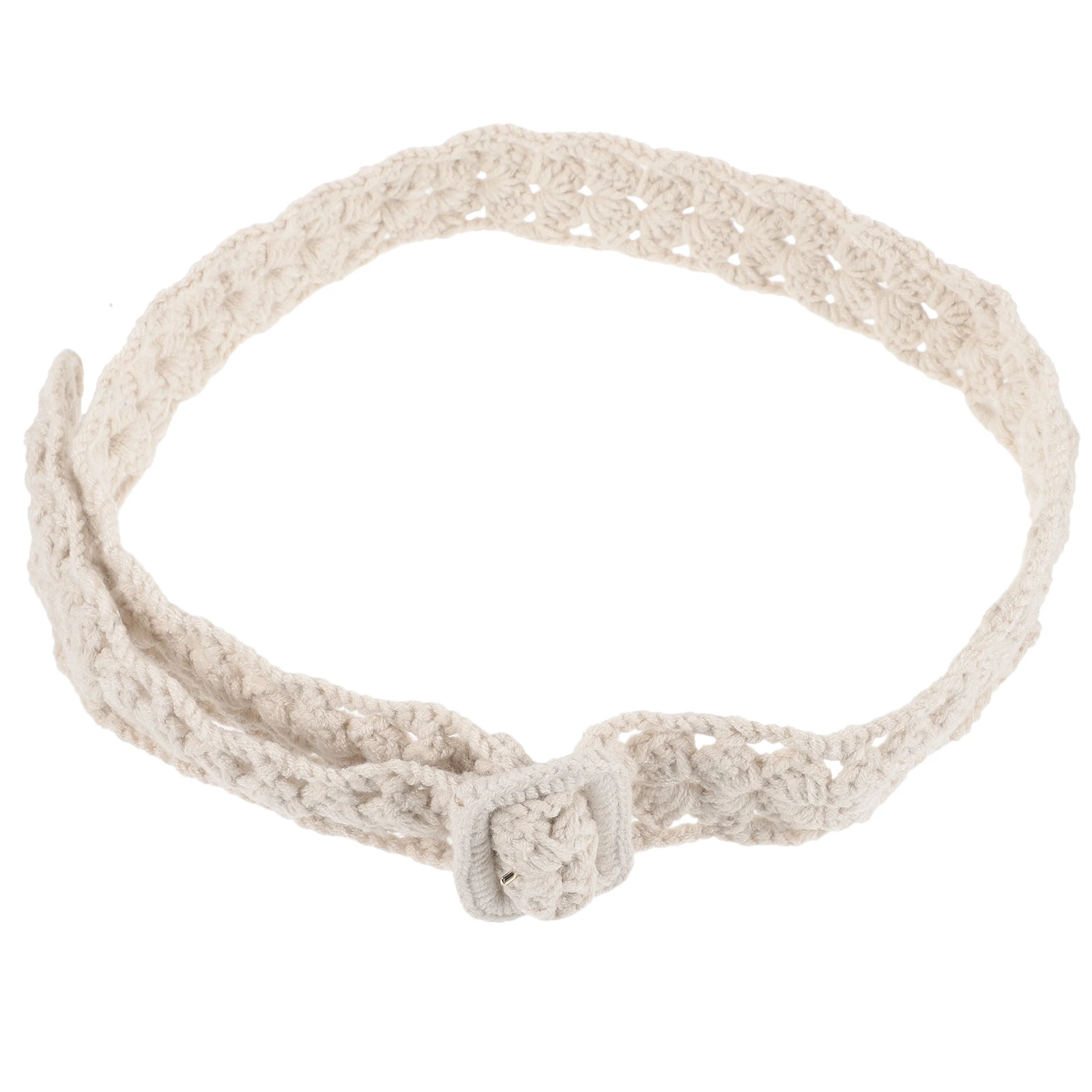 

Cotton Crochet Waist Belt for Dress Ladies Beige Adjustable Wrap Around Belts Wide Dresses Fashion Accessories