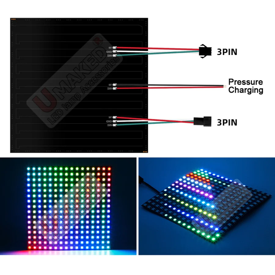 2pcs WS2812B Individually Addressable Digital Flexible Panel Light IC RGB LED 8x8 16x16 8x32 Pixel Module Matrix Screen 5V lamp