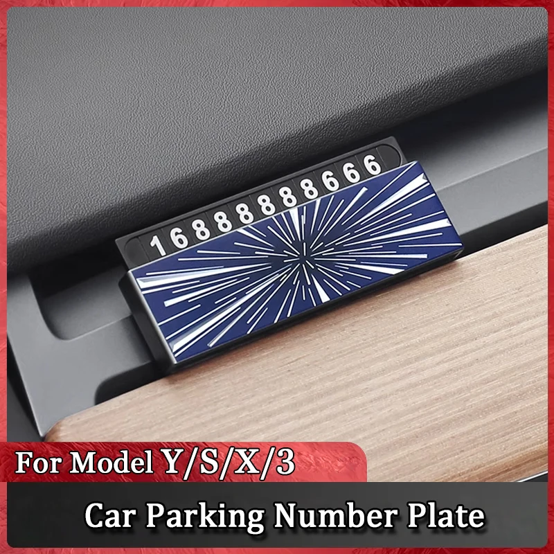 For Tesla MODEL 3/Y/X/S  Hidden Plaid Temporary Parking PlateSpace-time Tunnel DIY Number Plate Temporary Parking Car Accessorie