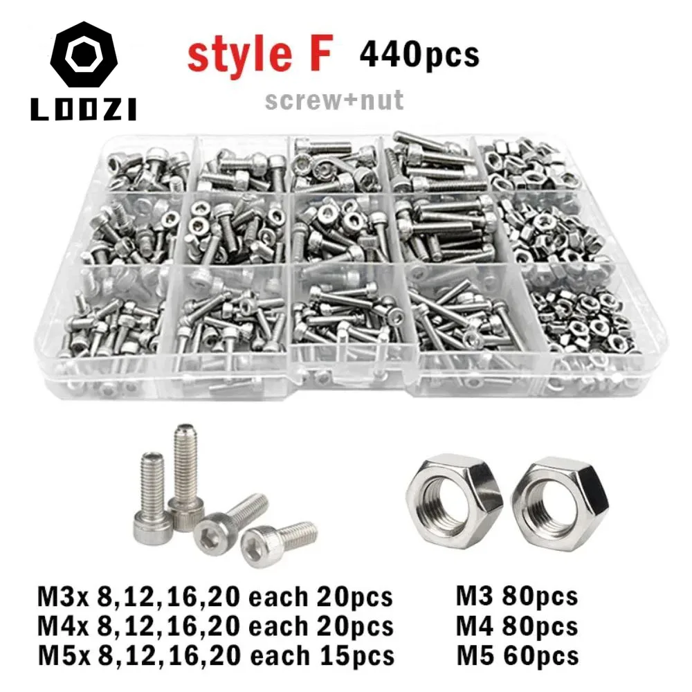 2100–250 Stück M1,6 M2 M2,5 M3 M4 M5 304 Edelstahl Innensechskant Innensechskantschraube Bolzen Mutter Unterlegscheibe Set Sortiment Kit – Detail 6