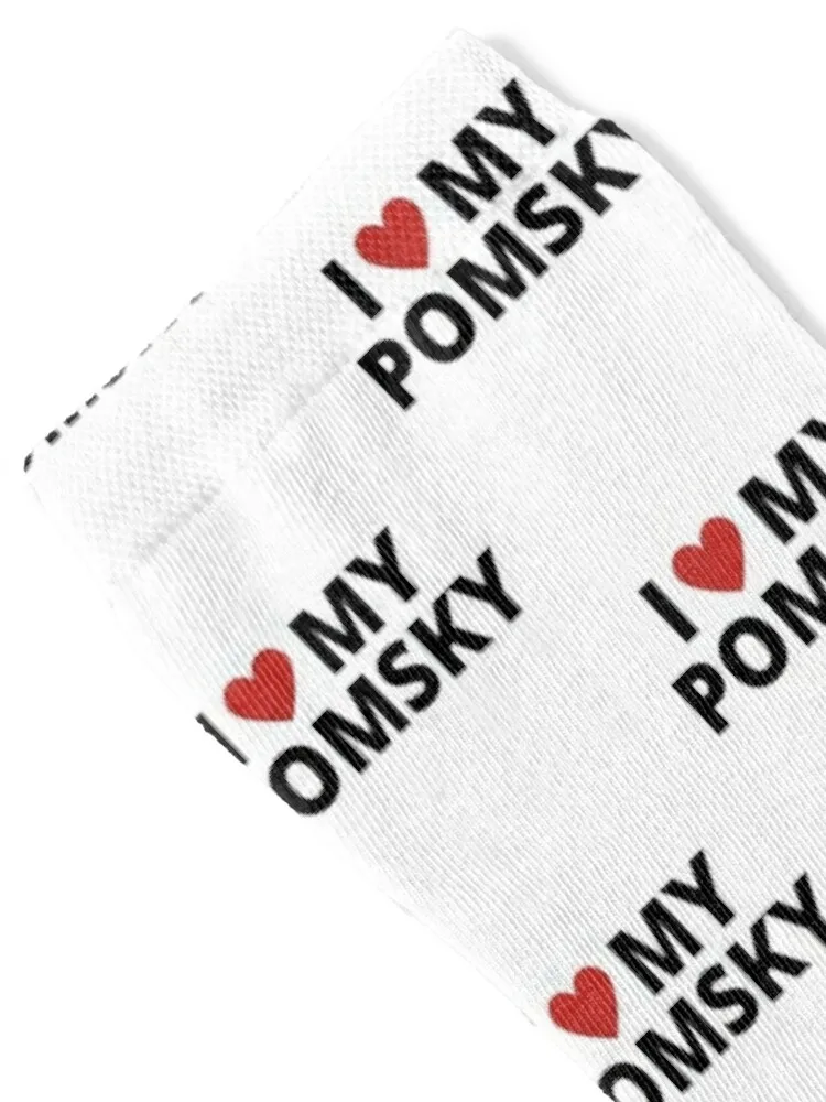 I Love Pomsky Socks