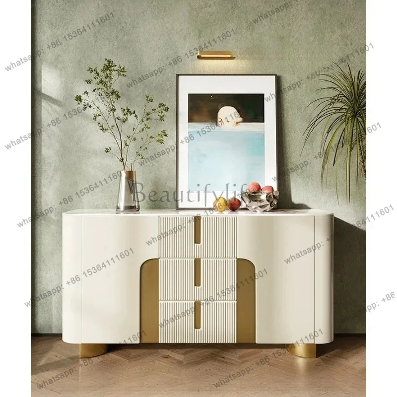 

Italian Cream Style Solid Wood Porch Cabinet Living Room Wall Partition Locker Modern Simplicity