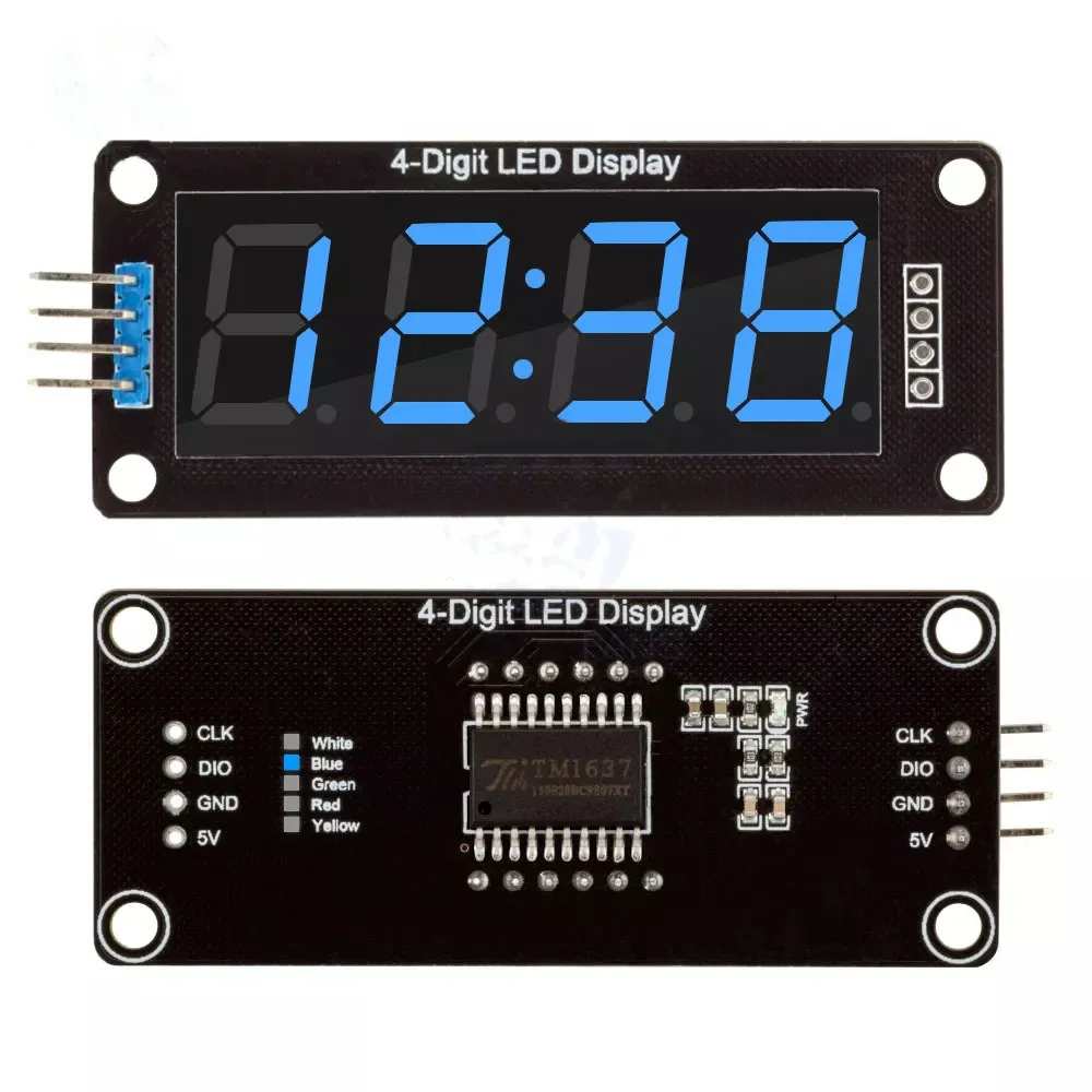 TM1637 Modulo display a LED per Arduino 4 cifre 7 segmenti Modulo tubo indicatore orologio da 0,56 pollici Rosso Blu Verde Giallo Bianco