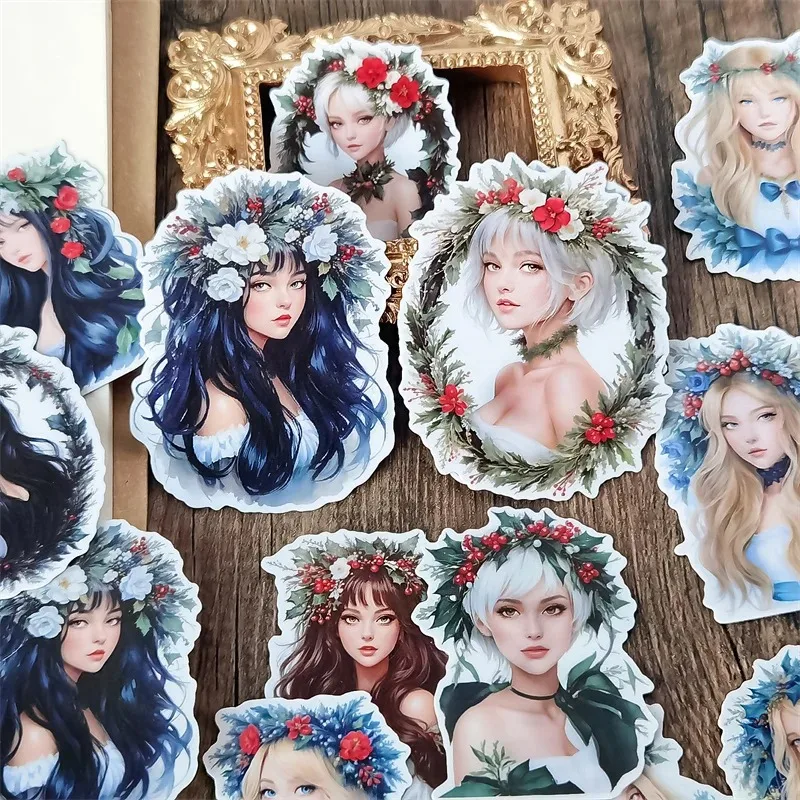 

WatercolorVarious Noble Princesses in Winter Hand Account Stickers Stationery Laptop Fridge Suitcase Skateboard Phone Sticker