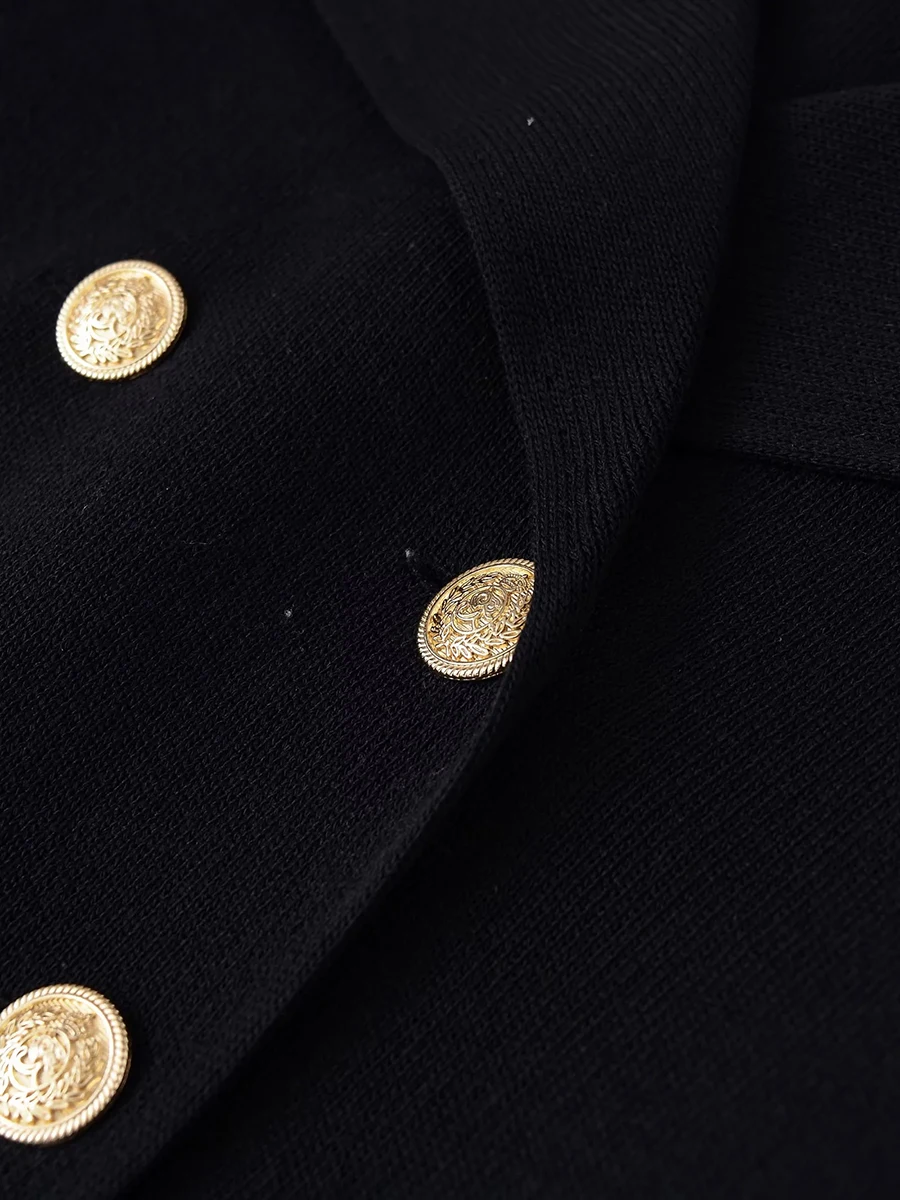 Twotwinstyle preto elegante estilo casual camisola para mulheres lapela mangas compridas emendado duplo breasted cardigans casaco feminino novo