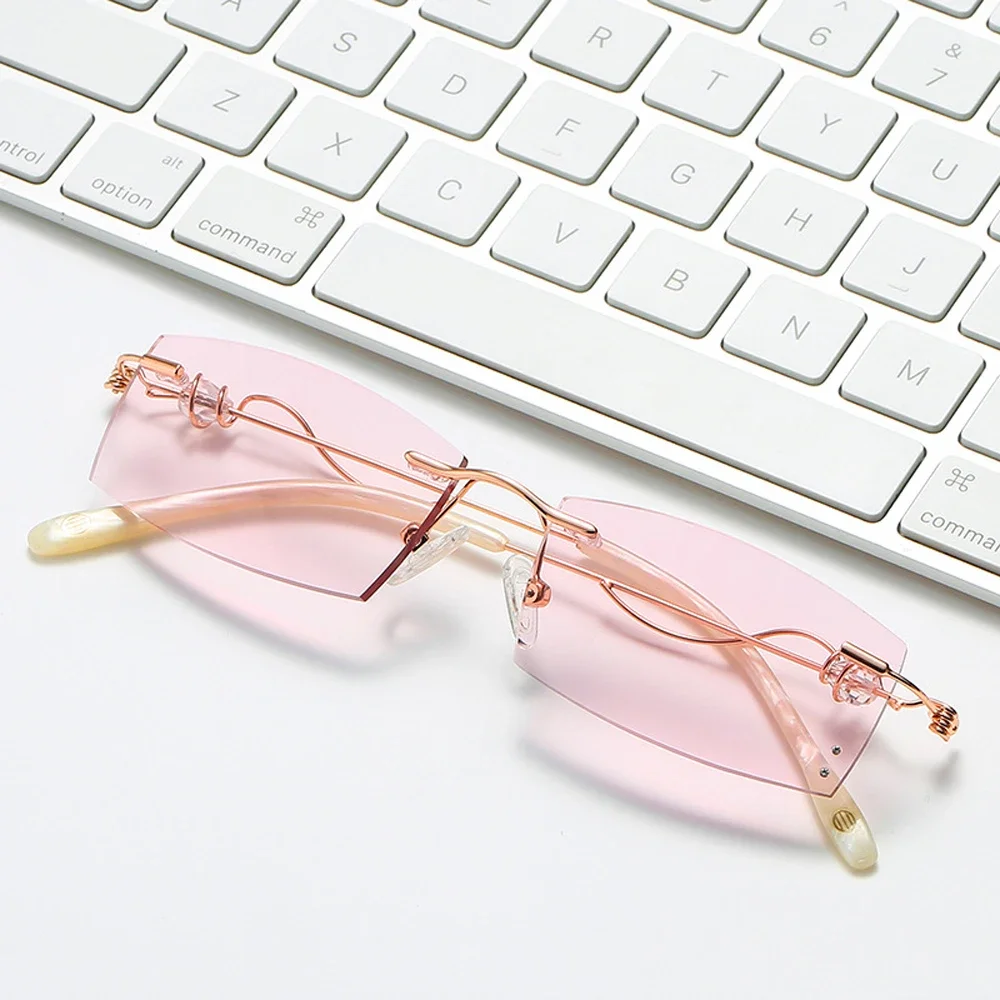 

Luxury Diamond Cut Reading Glasses Women Rimless Rose Gold Alloy Ultralight Grace Anti Blu Anti Faitgue +1 +1.5 +2 +2.5 +3 to +4