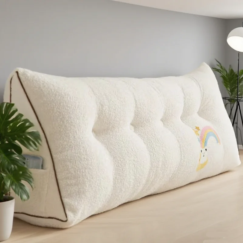 

Soft filled sofa cushion lamb wool triangle bed backrest lumbar support pillow washable and detachable tatami mat