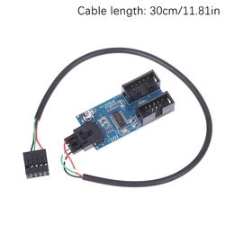 1Pc USB 9 Pin Interface Header Motherboard Extension Splitter 1 To 2 Cable Desktop USB2.0 HUB Connectors Adapter Port