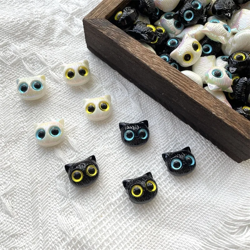 10PCS Acrylic Cute Cat Beads For Jewelry Making Big Eyed Owl Beads Necklace Bracelet Craft DIY Supplies
