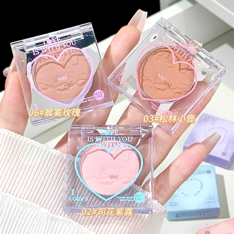 Hartvorm Kawaii Blush Make-Up Schattige Make-Up Face Blusher Heldere Glans Gezicht Blos Voor Wang Gemakkelijk Te Mengen Make-Up