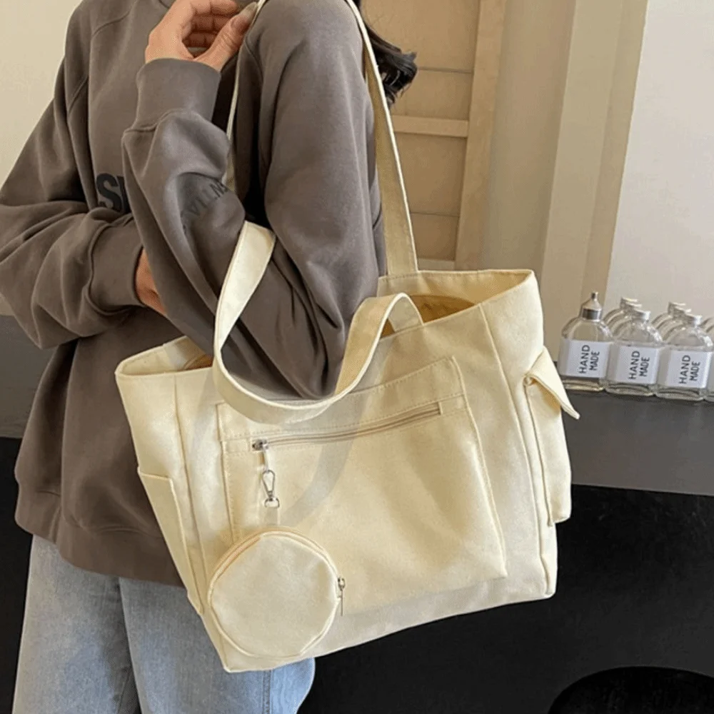 

Solid Color Women's Shoulder Bag Simple Lightweight Single-shoulder Bag Portable Large Capacity Student Tote Bag Student Class
