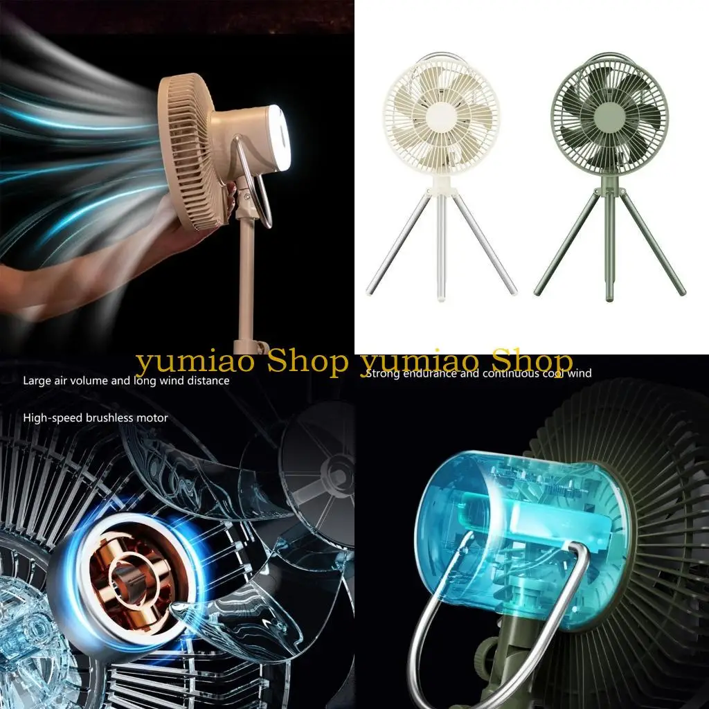 587B Camping Fan Light Ceiling Tent Fan with Remote Control & Power Battery 10000mAh