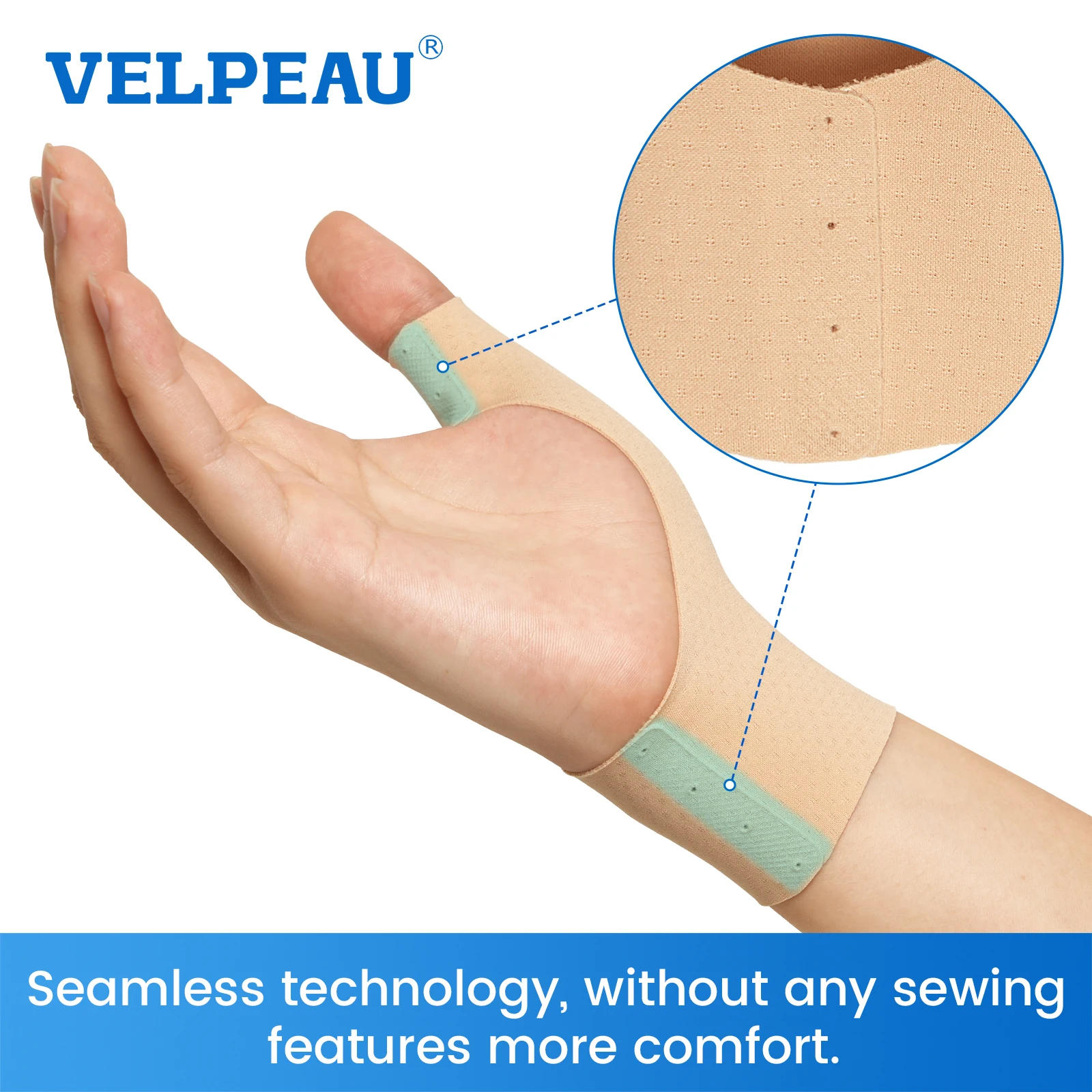 VELPEAU Thumb Compression Sleeve for Arthritis and Tendonitis Pain Elastic Thumb Support Brace Splashproof and Soft 2 PCS