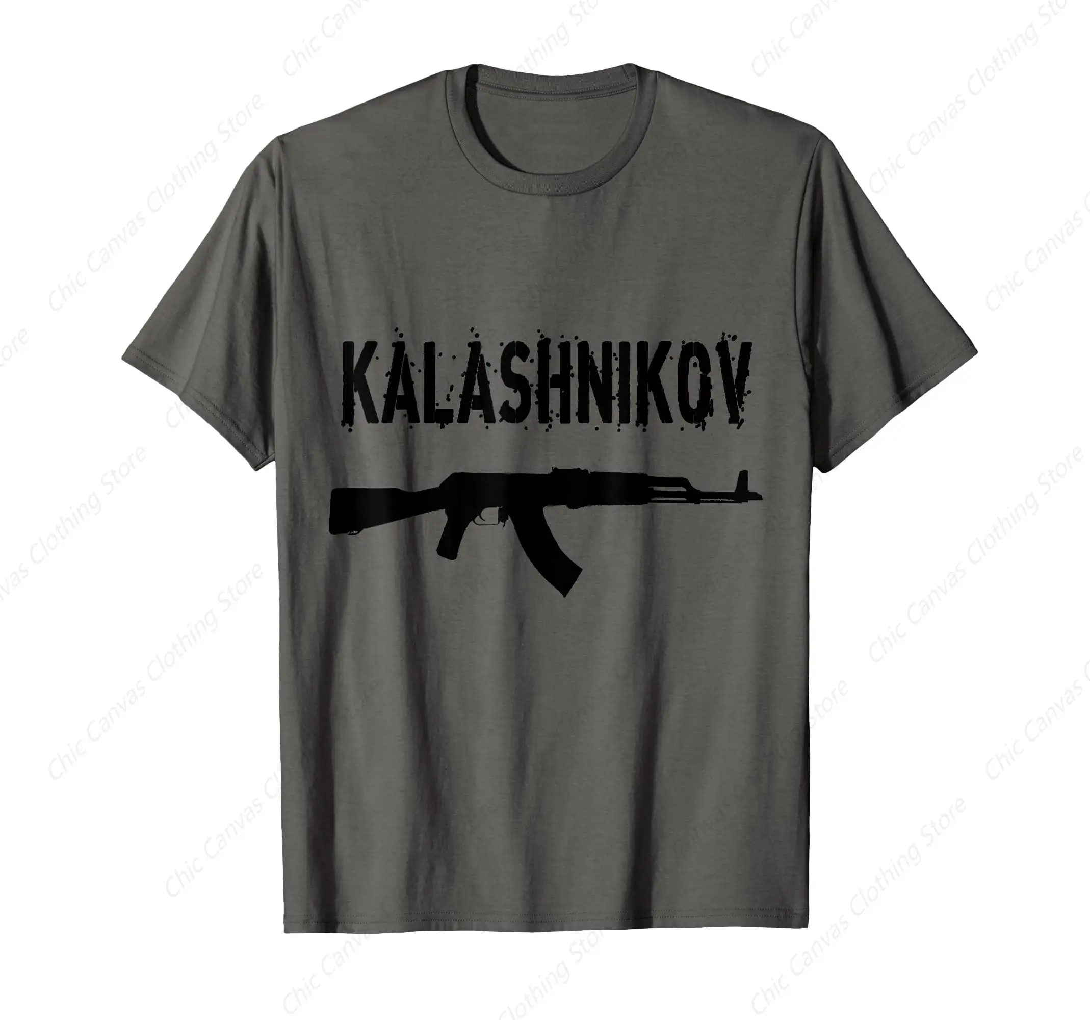 

Ak-47 Kalashnikov Submachine Gun Men'S T-Shirt Cool Pure Cotton Breathable Gift Gray Shirt