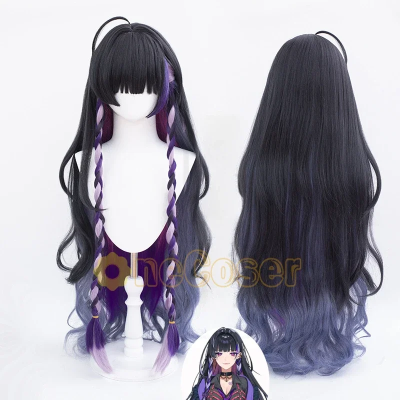 Meloco kyoran cosplay wig vtuber xsoleil long curly hair ear clips heat-resistant fiber hair wig cap Halloween girls women