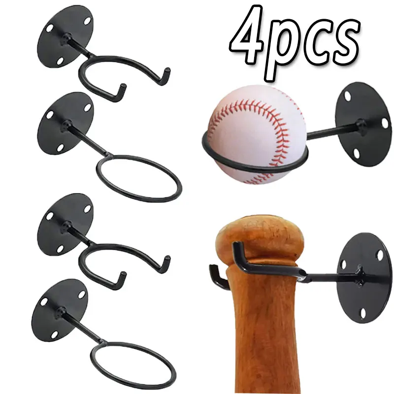 1/2/4pcs Baseball Bat Holder High-Strength Wall Mount Display, Space-Saving and Softball Multifunctional Metal Storage Rack