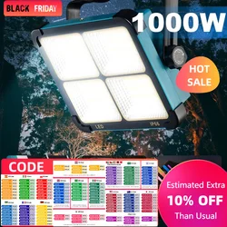 Superbright 1000watt Portable Camping Tent Lamp USB Rechargeable LED Solar Flood Light Outdoor waterproof Work Repair Lighting