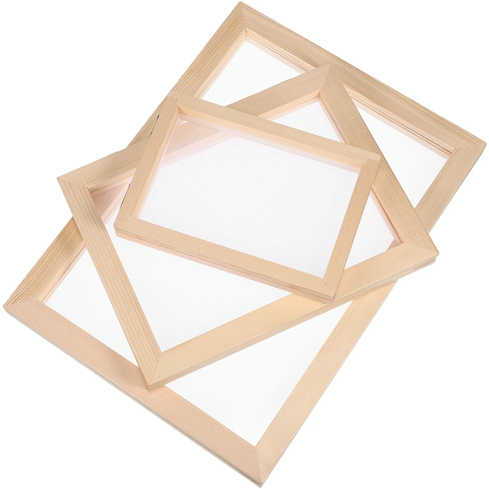 

3Pcs Paper Making Supplies Premium Wooden Frame Screen for Handicraft Mold Easy to Use DIY Art Project Natural Style Decoration