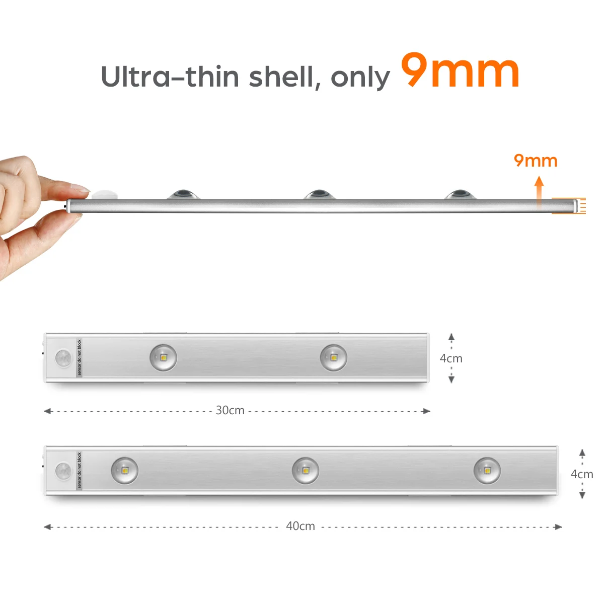 PIR Motion Sensor Night Light Cat Eye LED Bar Spotlight USB Rechargeable Magnet Wall Lamp For Kitchen Cabinet Bedroom 30cm 40cm