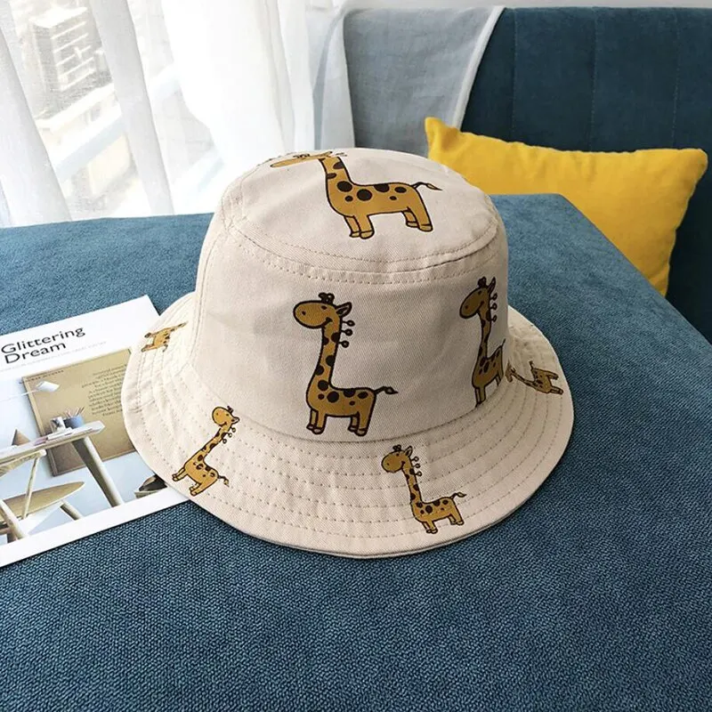 Cartoon Giraffe Baby Bucket Cap Outdoor Beach Children Sun Hat Kids Panama Cap Baby Boys Girls Ca