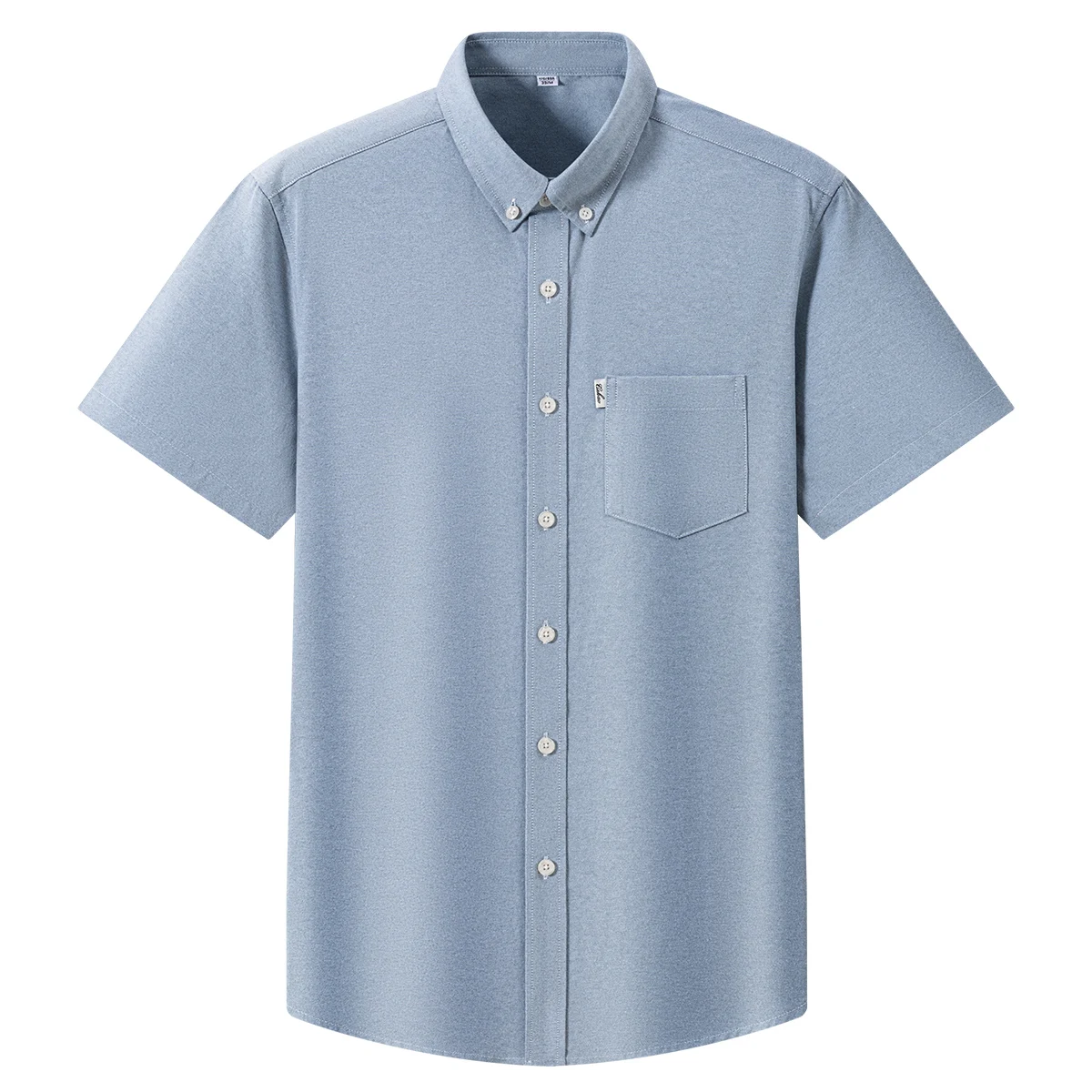Nowa letnia koszula z krótkim rękawem męska jednolity kolor Oxford Spinning w stylu Casual, z haftami moda obcisła koszulka krótki mężczyźni Drop Shipping — zdjęcie 6
