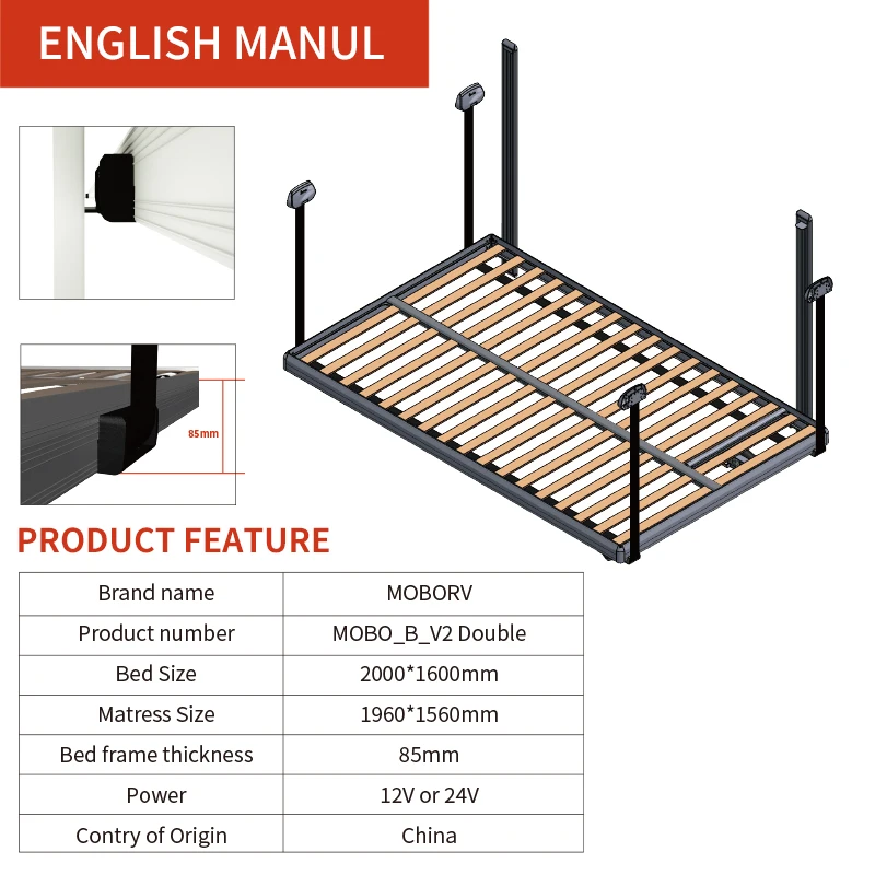 CAR RV BED LIFT Electric SYSTEM Mechanism 12V 24V