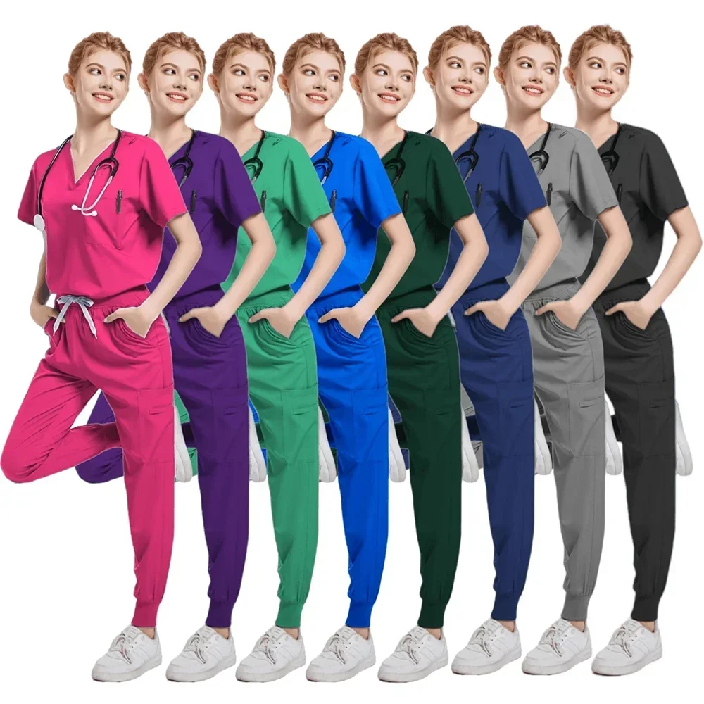 Surgical Uniforms Woman Scrub Set Medical Nurse Beauty Salon Workwear Clinical Scrubs Top + Pant Spa Doctor Nursing Tunic Suit