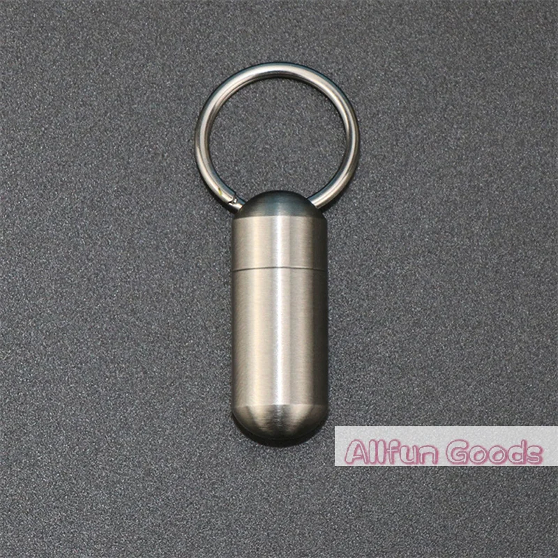 [TG835]Pill Holder Portable Waterproof Metal Capsule Box Keychain Pill Case Storage