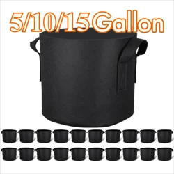 5-20Pcs Vegetable/Flower/Plant Grow Bags 5/7/10/15 Gallon Thickened Non-Woven Felt Fabric Planter Flower Pot with Handles