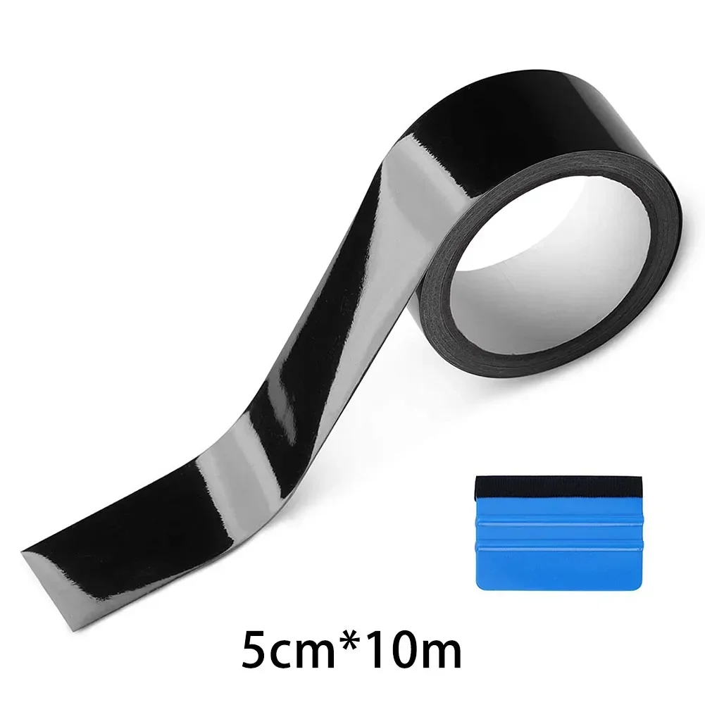 Car Vinyl Wrap Strip Tape Gloss Black Wrap Foil Kit Anti Scratch Window Door Protection Film 3/5cmX10M Car Accessories