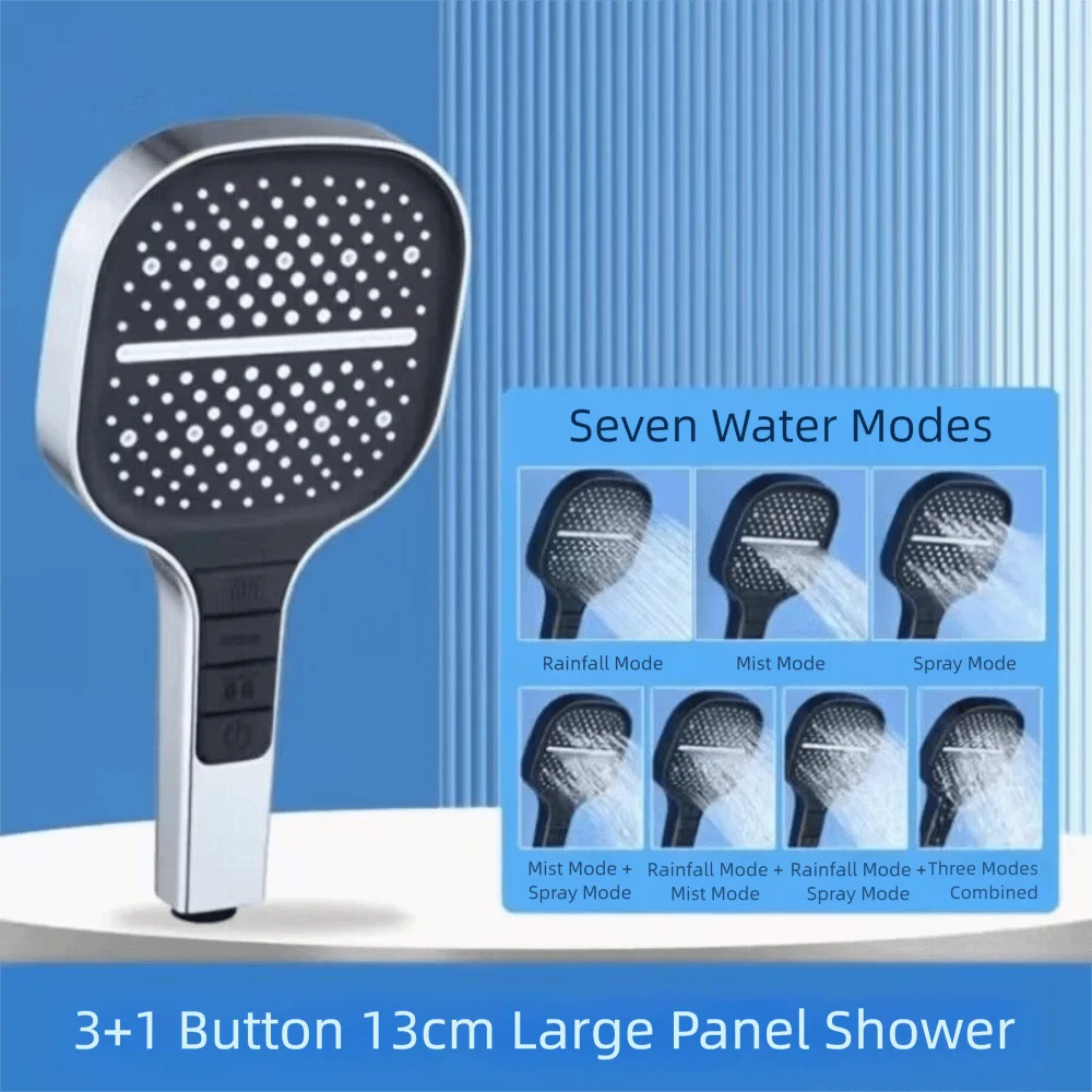 

Регулируемые режимы. Большая панельная насадка для душа. Водосберегающая конструкция. 7-режимная насадка для душа высокого давления. Большая панель.