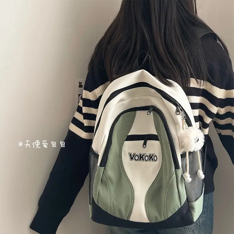 Korean Sweet Backpack for Women Nylon Large Capacity Student Campus Backpack Fashion Travel Shoulder Bag Mochilas Para Mujer