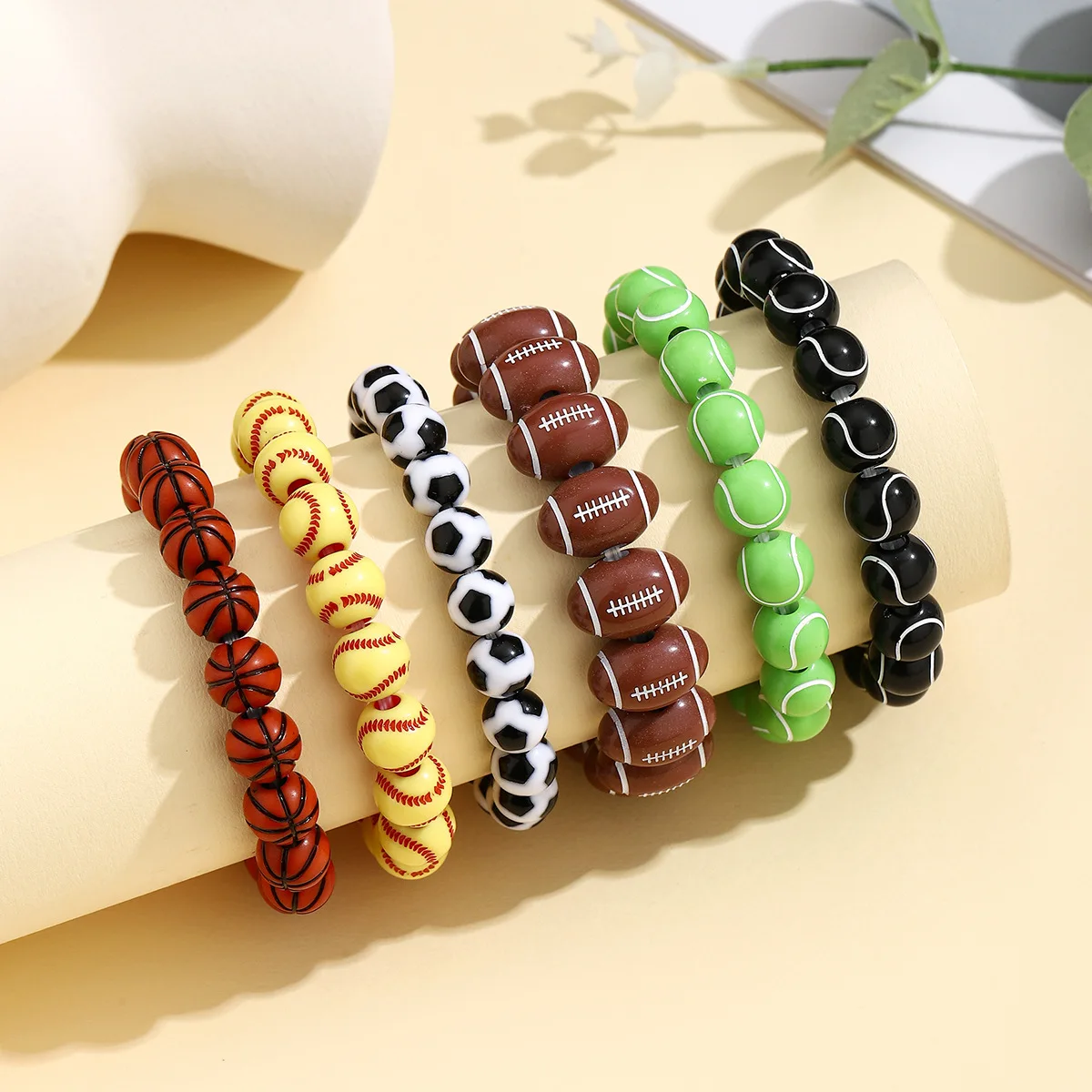 

Acrylic Sports Ball Bead Bracelet: Football, Basketball, and Soccer Fan Cheer Bracelet – Fashion Accessories