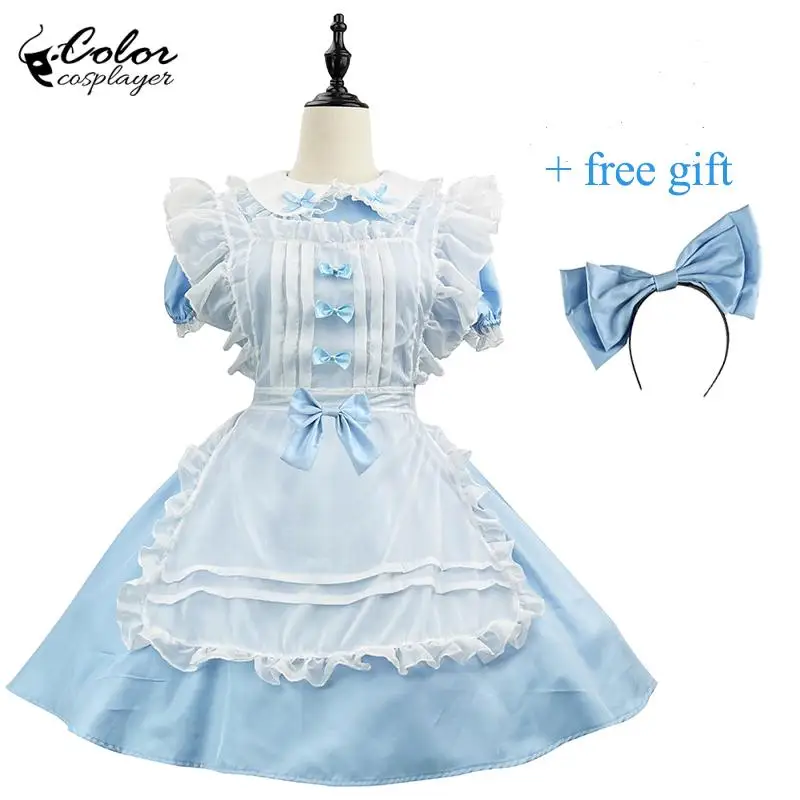 

Color Cosplayer Maid Dress Lolita Servant Cosplay Costume Light Blue Robe Anime Role Disguise Clothing Adult Halloween Costume