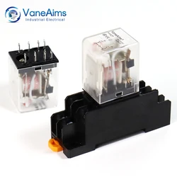 1pcs Mini AC Relay HH52P Coil General DPDT Micro Electromagnetic Contactor Switch with Socket Base 8Pin 5A Rele DC 12V 24V 220V