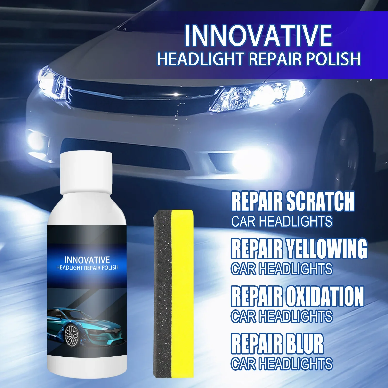 Car Headlight Refurbished Repair Refurbishment Liquid Car Light Repair Agent Headlight Renewal Polish Restore Fluid 20/30/50ml