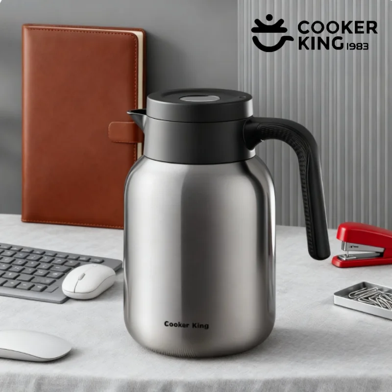 COOKER KING 1,5/2,0 l isolierter Wasserkocher, Edelstahl-Brühwasserflasche, großes Fassungsvermögen, Thermoskanne, Teekanne für Zuhause/Büro