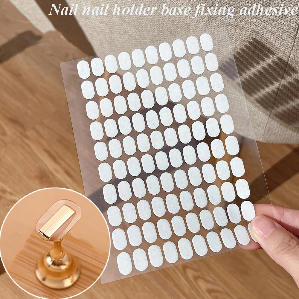 100Pcs/Sheet White Ellipse Manicure Support Double-sided Adhesive Tape For Nail Art Work Display False Nails Display Stand Tools