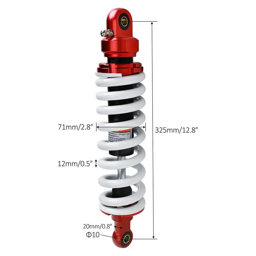 TDPRO 325mm 1200lbs ATV Rear Shock Absorber Damper Adjustable Replacement  for Dirt Bike Quad ATV Motorcycle Buggy Go Karts