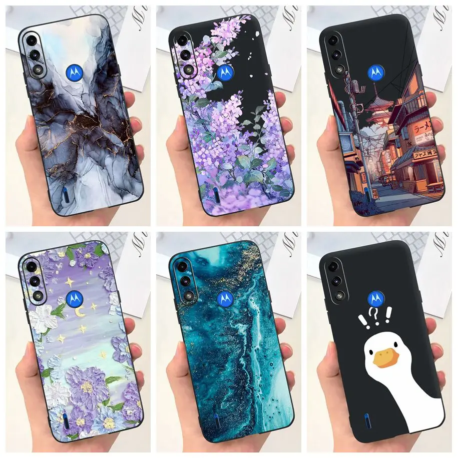 For Motorola Moto E7i Power Case XT2097-13 Phone Cover Popular Flower TPU Soft Silicone Funda For Moto E7 Power MotoE7 Plus Capa